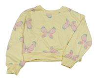 Žltá crop mikina s motýly Primark