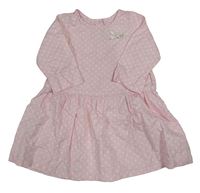 Svetloružové bodkovaná é plátenné šaty s mašlou Benetton