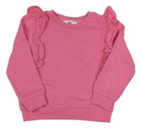 Ružová mikina s volániky s madeirou C&A