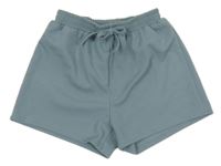 Modrošedé rebrované kraťasy Shein