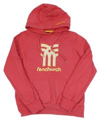 Fuchsiová mikina s potlačou a kapucňou