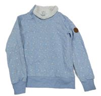 Modrá melírovaná vzorovaná mikina s komínovým límcem Yigga