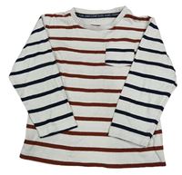 Smetanovo-hnědo-černé pruhované mikinotriko s vreckom Matalan