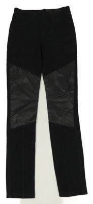 Černé tregíny riflového vzhledu s koženkou H&M