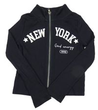 Tmavomodré rebrované prepínaci tričko s nápisom River Island