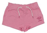 Růžové teplákové kraťasy s palmami a nápisem Primark