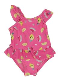 Neonově růžové jednodílné plavky s ovocem Primark