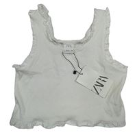 Nové - Bílý žebrovaný crop top Zara