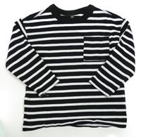 Čierno-biela pruhovaná mikina s vreckom H&M