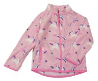 Ružová fleecová prepínaci mikina s jednorožcami Dunnes
