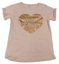 Svetloružové tričko so zlatým srdcem Primark