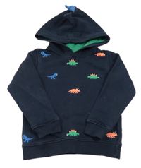 Tmavomodrá mikina s dinosaurami a kapucňou s ostny M&S