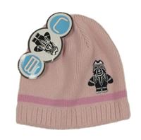 Svetloružová pletená čapica s výšivkou