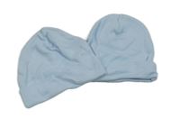 Nové - 2x svetlomodrá bavlnená čapica