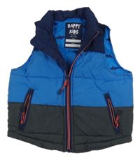 Modro-šedo-tmavomodrá šusťáková zateplená vesta tcm