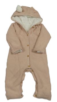 Světlerůžová pletená zateplená kombinéza s kapucí Tu