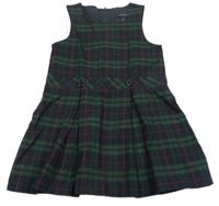 Zeleno-tmavomodré kockované šaty