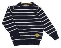 Tmavomodro-bílý pruhovaný svetr 