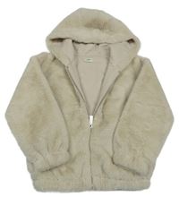 Světlebéžová kožešinová podšitá bunda s kapucí F&F