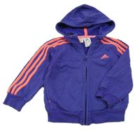 Fialová propínací mikina s logem a kapucí Adidas