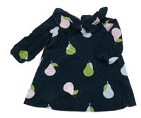 Petrolejové manšestrové šaty s hruškami a límečkem 