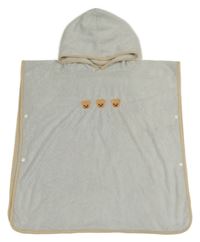 Šedé osuškové pončo s medvídky a kapucí 