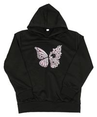 Čierna mikina s motýlkom a kapucňou
