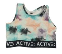 Zeleno-oranžový sportovní crop top F&F