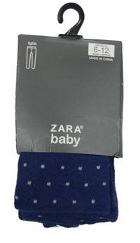 Nové - tmavomodré puntíkaté punčocháče Zara