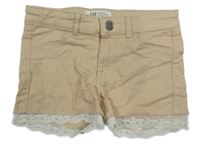 Béžové rifľové kraťasy s čipkou H&M