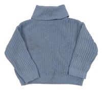Modrý pletený sveter s rolákom Primark