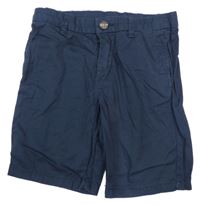 Tmavomodré plátenné kraťasy H&M