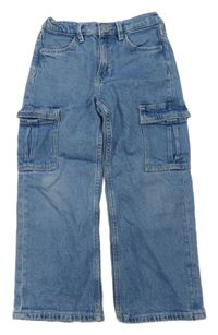 Modré wide leg rifle s kapsami H&M