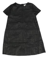 Čierne koženkové šaty s vreckami Zara