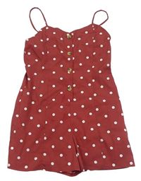 Starorůžový puntíkatý kraťasový overal Primark