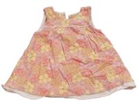 Béžovo-ružovo-žlté kvetované menšestrové šaty Mothercare