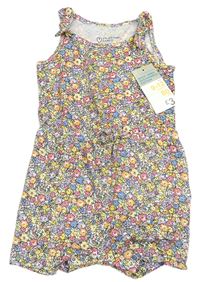 Bílý květovaný kraťasový overal Primark