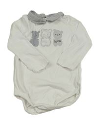 Bílé body s medvídky a límečkem 