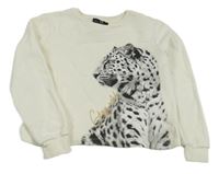 Biela crop mikina s leopardom C&A