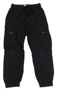 Černé plátěné cargo cuff kalhoty F&F