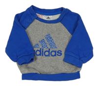 Šedo-modrá mikina s logem Adidas