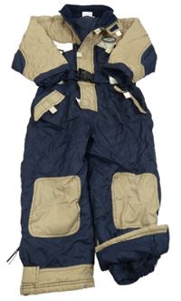 Tmavomodro-béžová šusťáková zimní kombinéza Topolino