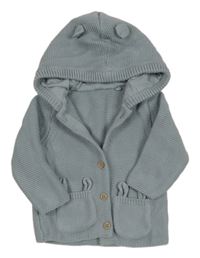 Světlemodrý propínací svetr s kapucí Tu