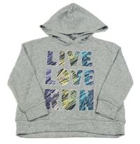 Sivý melírovaný sveter s nápismi a kapucňou V by Very