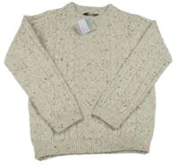 Nové - Béžovo-barevný melírovaný vlněný vzorovaný svetr Primark