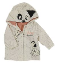 Bielo-čierna bodkovaná á vodeodolná jarná bunda s dalmatiny a kapucňou Disney