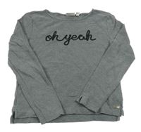 Sivé rebrované tričko s nápisom Tom Tailor