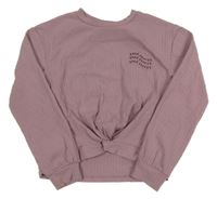 Lila rebrovaná crop mikina s nápisom Nutmeg