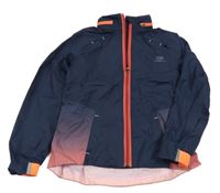 Tmavomodro-růžová šusťáková jarní funkční bunda s ukrývací kapucí Kalenji