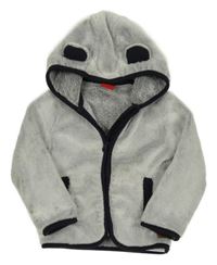 Svetlošedá -čierna plyšová prepínaci mikina s kapucňou S. Oliver